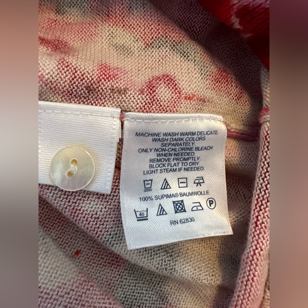 Lands End pink floral cardigan size large L - Picture 3 of 6